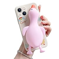 Guppy Compatible with iPhone 14 Plus Case Cartoon Cute Squishy 3D Finger Pinch Duck Funny Squeeze Sensory Stress Reliever Decompression Soft Bumper Shockproof Protective Case 6.7 inch-Pink