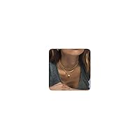 Aisansty Dainty Layered Choker Necklaces Handmade Coin Tube Star Pearl Pendant Multilayer Adjustable Layering Chain Gold Plated Necklaces Set for Women Girls