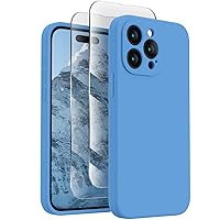 FireNova Designed for iPhone 15 Pro Max Case, Silicone Upgraded [Camera Protection] for iPhone 15 ProMax Case with [2 Screen Protectors], Anti-Scratch Microfiber Lining, 6.7 inch, Blue