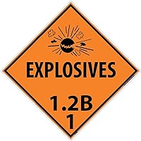NMC DL90P National Marker Dot Placard Explosives Sign, 1.2B 1, 10 3/4 Inches x 10 3/4 Inches, Ps Vinyl