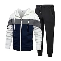 Tracksuit Men 2 Piece Set,Men's Casual Hoodie Set Long Sleeve Full Zip Running Jogging Athletic Sweat Suits Outfit
