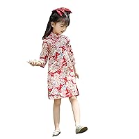 Toddler Dress Long Sleeve Cheongsam Performance Spring Autumn Girls Retro Tang Dress Dress Girl Ethnic Mystical
