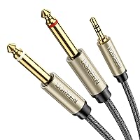 UGREEN 1/8 to 1/4 Stereo Cable 3.5mm TRS to Dual 6.35mm 1/4 TS Mono Y Splitter Audio Cord Adapter Compatible with iPhone, PC, Computer Sound Card, Mixer, Multimedia Speaker, Home Stereo System 6.6FT