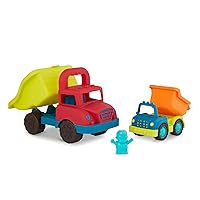B. toys- B. play- Grab-n-Go Truck Set- 2 Dump Trucks – 1 Large Truck & 1 Small Truck – Big Truck with Handle & Mini Truck with Driver – Toy Trucks for Toddlers, Kids- 1 Year +