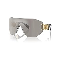 Versace Unisex Sunglasses Grey Mirror Silver Frame, Grey Mirror Silver Lenses, 0MM