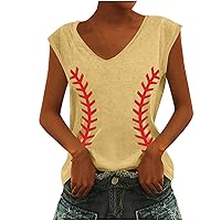 Baseball Crewneck Tank Women Letter Print Baseball Tanks Cute Workout Graphic Tee Casual Summer Sleeveless Vest Top Blouse
