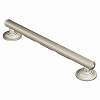Moen Brushed Nickel Bathroom Safety 16-inch Shower Grab Bar with Comfort Grip Pad for Handicapped or Elderly, R8716D1GBN, SecureMount sold separately