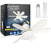 Socket Fan Light, 20.47IN Light Bulb Fan with Remote Dimmable, Screw in Fan and Light Combo Wireless for Garage Kitchen Bedroom Balcony Living Tools Store Laundry Room