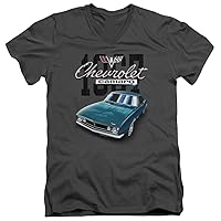 Mens Chevy T-Shirt Blue Classic Camaro Slim Fit V-Neck Shirt