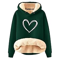 Women's Christmas Tops Fashion Hooded Solid Colour Sweatshirt Padded Thickened Warm Loose Pullover Sweatshirt