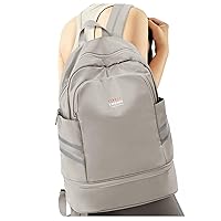 Gym Backpack for Women with Shoes Compartment & Wet Pocket, Large Women Travel Backpack Water Resistant, Sports Swimming Backpack Gym Bag Light Brown