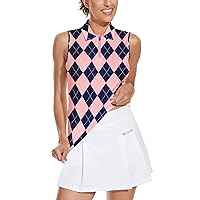 Soneven Women's Sleeveless Golf Top Floral Athletic Golf Wear Moisture Wicking Sleeveless Polo Quick Dry