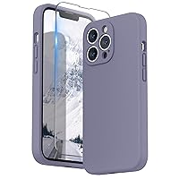 Compatible with iPhone 13 Pro Case with Screen Protector, (Camera Protection + Soft Microfiber Lining) Liquid Silicone Phone Case 6.1 inch 2021, Lavender Gray