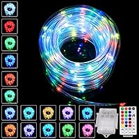 100 LED Rope Lights Battery Operated, 33FT 18 Colors Changing RGB Fairy String Light Waterproof with Remote/Timer/8Mode for Bedroom Balcony Trampoline Tree Deck Patio Holiday Outdoor Decor