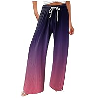 Wide Leg Pants for Women,Women's Fashion Printed Casual Trousers Pants High Waist Loose Casual Trousers