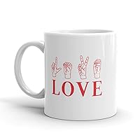 Crazy Dog T-Shirts Love Sign Language Coffee Mug Cute Valentine's Day Ceramic Cup-11oz
