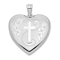 925 Sterling Silver 24mm Diamond Cut Crucifix Cross Ash Holder Heart LocketCustomize Personalize Engravable Charm Pendant Jewelry Gifts For Women or Men (Length 1.18