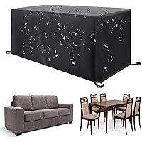 Large Black Patio Furniture Patio Table Cover 380x270x100cm(150x106x39inch)/LxWxH, Waterproof, Wind-Resistant, Heavy Duty 600D Outdoor Furniture Cover Sectional Sofa Couch Set Cover