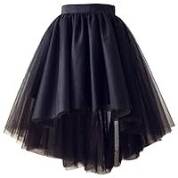 WDPL Women's Short High Low Black Tulle Evening Skirt