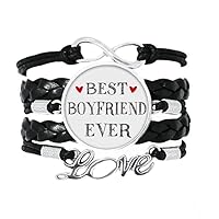 Best Boyfriend Ever Quote Heart Bracelet Love Accessory Twisted Leather Knitting Rope Wristband Gift