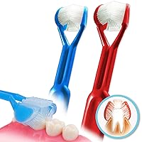 2-PK 3-Sided Toothbrush | Made in USA | Ultra Soft | Triple Clean + Tongue Scraper | Kids Children Braces Special Needs