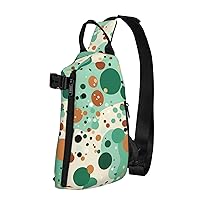 Sling Bag for Women Men Shoulder Bag Green and Brown Spots Pattern Chest Bag Travel Fanny Pack Lightweight Casual Daypack