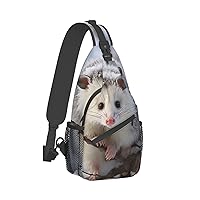Sling Bag for Women Men Crossbody Bag Small Sling Backpack Opossum In Snow Chest Bag Hiking Daypack