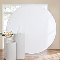 7.2 ft Wrinkle Free White Round Backdrop Covers for 7/7.2ft Circle Arch Stand, Circle Background Covers for Wedding Baby Shower Photography Birthday Party Background