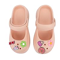 Women's Garden Clogs Slip on Garden Shoes Cute Mary Jane Slides with DIY Charms, Quick Drying Water Shoes Sandals