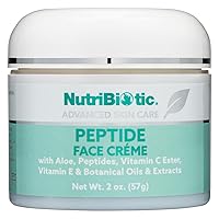 NutriBiotic – Peptide Face Creme with GSE, 2 Oz | Ultra-Hydrating | Collagen Synthesis Support | with Botanical Extracts & Oils & Vitamin E | Natural Fragrance & Paraben Free