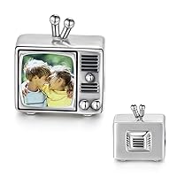 LONAGO 925 Sterling Silver Personalized Photo Charm Fit Snake Bracelet Necklace Customized Image Picture Bead for Women