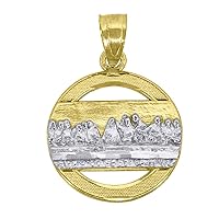 10k Gold CZ Cubic Zirconia Simulated Diamond Dc Womens Last Supper Height 19.7mm X Width 13.5mm Religious Charm Pendant Necklace Jewelry for Women