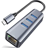 ABLEWE USB C to Ethernet Adapter, 4-in-1 RJ45 to USB-C/Thunderbolt 3 to Gigabit Ethernet LAN Network Adapter for MacBook Pro/Air 2021/2020/2019, iPad Pro 2021, Chromebook, XPS, Surface Book 3/2/Go
