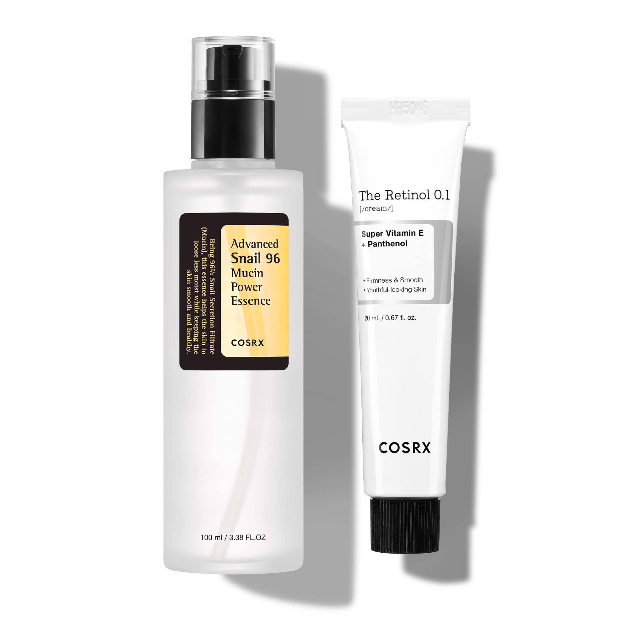 COSRX Skin Cycling Routine - Snail Mucin 96% Essence + Retinol 0.1 Cream, Recovery Set for Face and Neck, Fine Lines Spot Treatment, Repair Cream for Face