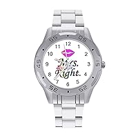 Mrs Always Right Men's Business Watch Fashion Stainless Steel Wristwatches Custom Easy Read Watches for Women