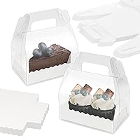 20 Pack Small Clear Gable Bakery Gift Boxes with Cardboard,Candy Treat Gift Box for Party Pastry Treat Dessert Cookies Birthday Holiday Christmas Valentine Birthday Shower(4.75