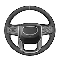 MEWANT Car Steering Wheel Covers for GMC Sierra 1500 / Sierra 1500 Limited/Sierra 2500 / Sierra 3500/ Yukon (XL) Made of Genuine Leather