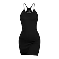 ODODOS 2-Pack Seamless Cami Under Dress for Women, Ribbed Sleeveless Bodycon Tank Tops Mini Dresses