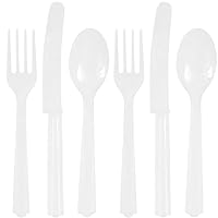 Assorted Frosty White Plastic Cutlery (Pack of 24) - Elegant, Durable & Disposable Party Supplies for Every Occasion