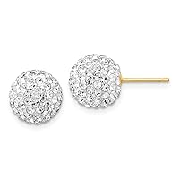 14k Yellow Gold Post Earrings 10mm Disco Ball Crystal Stud Earrings Measures 10x10mm Wide Jewelry for Women