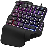 Mechanical Keyboard Gaming Keyboard Gaming Keypad One-Hand Robotic Feel Eating Chicken Artifact PUBG One-Handed Control Carry Wired 35 Keys Big Wrist Pad Backlight