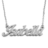 Isabella Name Necklace Personalized 18K White Gold Plated Dainty Necklace - Jewelry Gift Women, Girlfriend, Mother, Sister, Friend