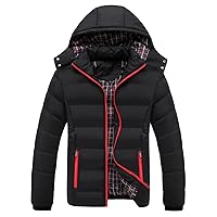 Mens Winter Coats Long Warm Jacket with Hood Quilted Puffer Mens Winter Thickened Coat