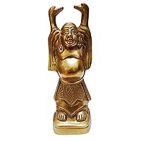 PARIJAT HANDICRAFT A Brass Laughing Buddha for Wealth and Happiness Big Statue Brass,(W-1.4 Kg H-8'') (Golden)