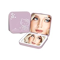 Impressions Vanity Hello Kitty Supercute Compact Mirror with Touch Sensor Switch for Adjustable Brightness, Lighted Makeup Mirror with LED Lights and 2X Magnifying Mirror Top (Pink)