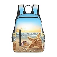 Beach Starfish Print Backpack Laptop Bags Lightweight Unisex Daypacks For Outdoor Travel Work