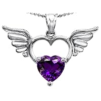 Sterling Silver Wings Of Love Birth Month Pendant Necklace