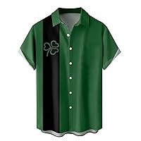 Mens St Patricks Day Button Down Shirts, Mens St.Patrick's Day Button Up Shirt Casual Short Sleeve Hawaiian Shirts