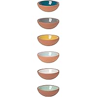 Now Designs Terracotta Pinch Bowl Set, Soy Sauce Dish, Set of 6, 1 oz, Multicolor