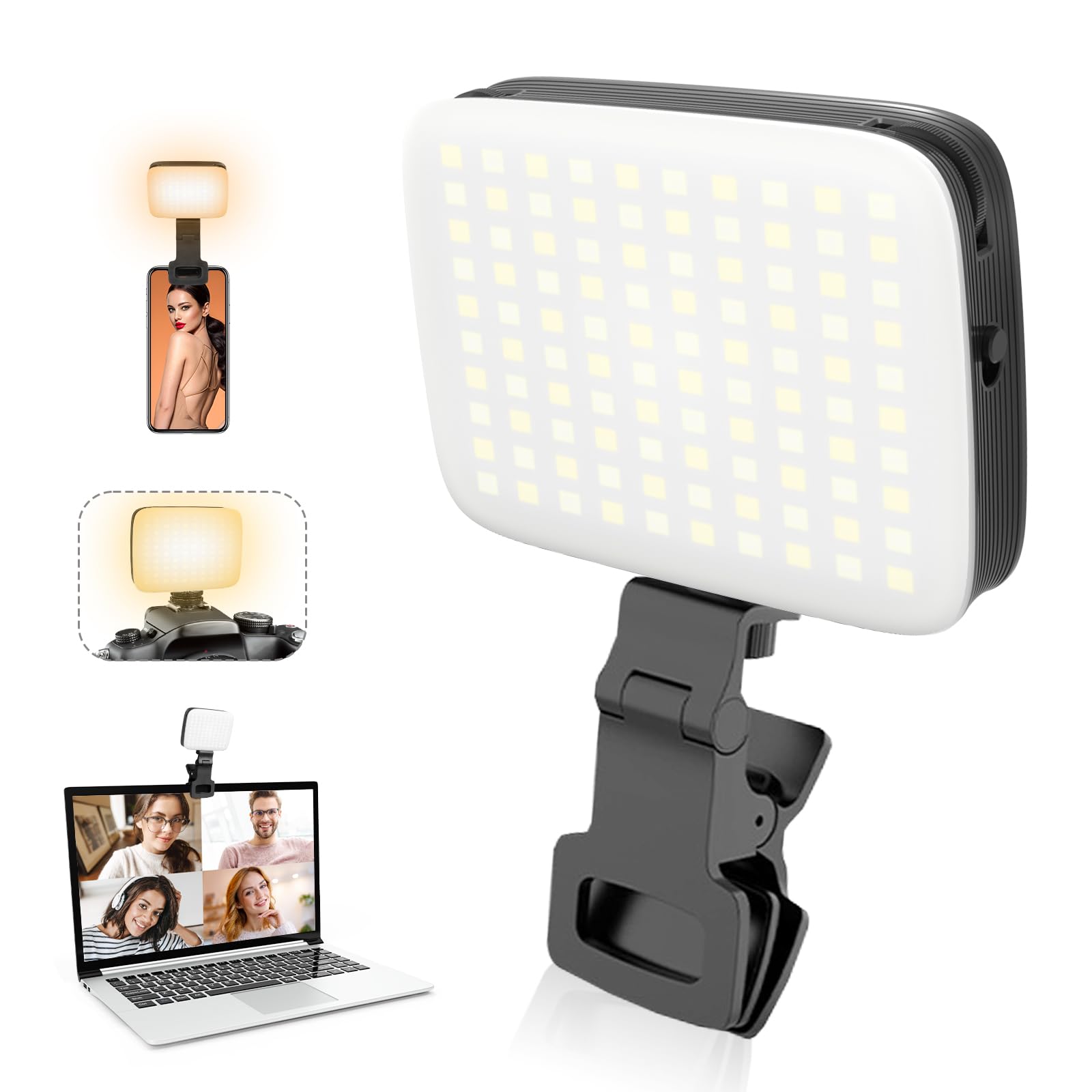 Eicaus 100 LED Rechargeable Selfie Phone Light with Hot Shoe Mount Adapter and Clip,Camera Fill Light for Pictures,Video iPhone Light for Video Conferencing, Portable Light for influencers, Tiktok